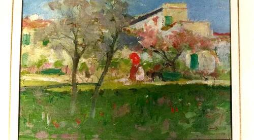 Landscape Painting Oil on Panel Early 1900s Italy Antique Painting