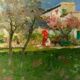 Landscape Painting Oil on Panel Early 1900s Italy Antique Painting