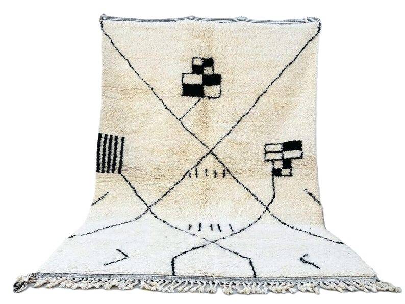 Moroccan rug, handmade Beni Ourain rug, 150/250cm