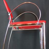 Late 20th Century Chrome and Red Leather Stools - a Pair