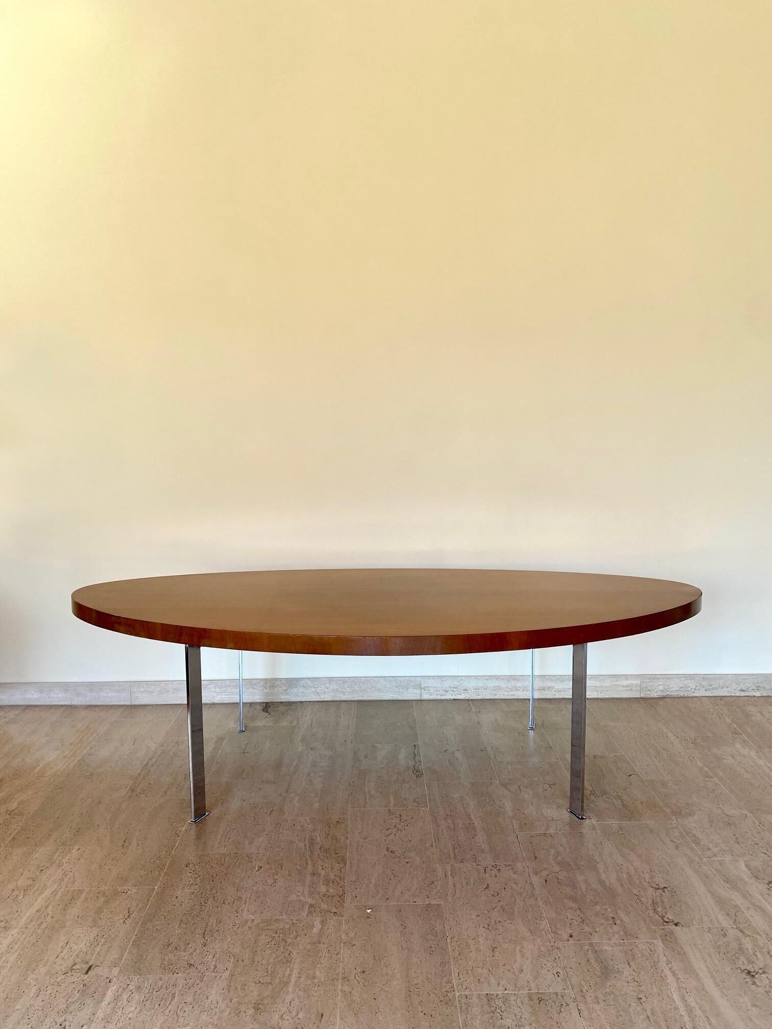 Oval wooden coffee table, 1960