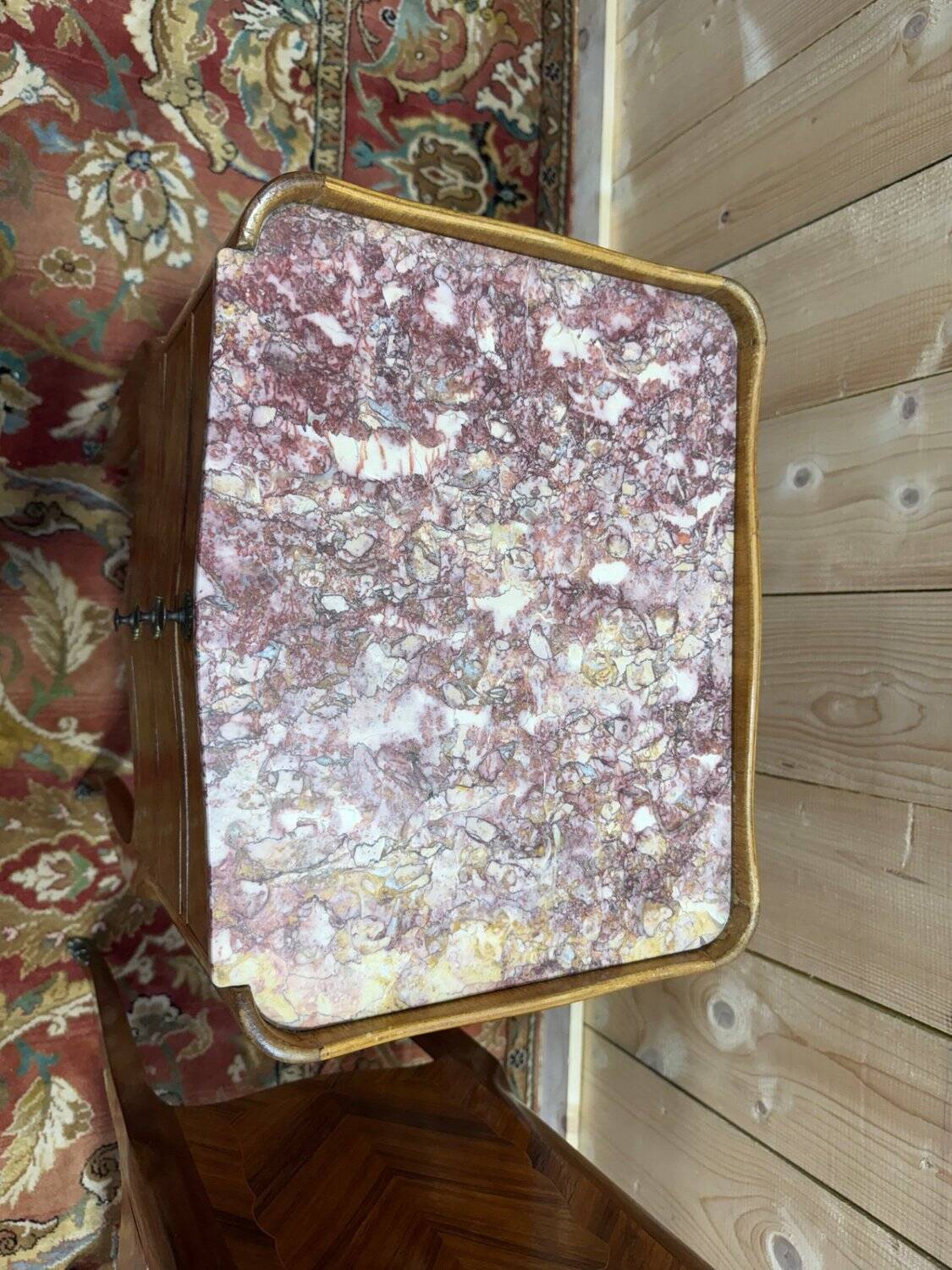 Pair of Louis XV style bedside tables in marquetry.