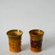 Pair of yellow and green ceramic/pottery cups, vintage, 1970