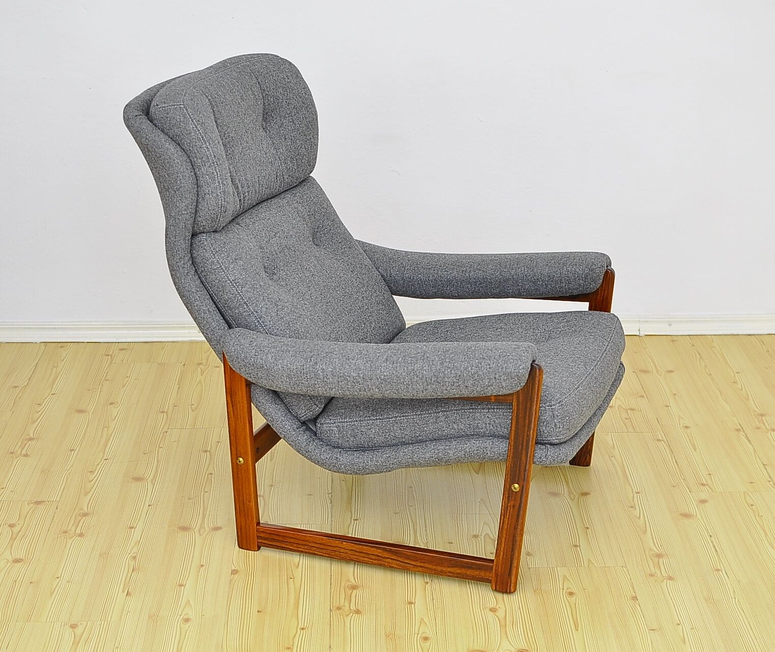 Scandinavian Rosewood Wingback Armchair with Wool Upholstery, 1960