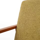 Pair of Danish teak armchairs with green upholstery