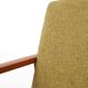 Pair of Danish teak armchairs with green upholstery