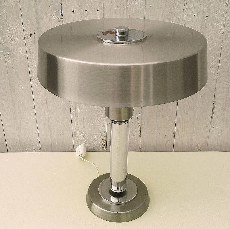 70's chrome and brushed art deco style lamp