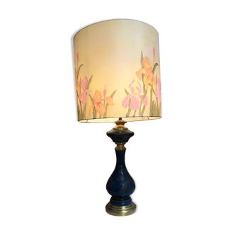 Lampe de table décor paons et fleurs