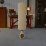 Accolay style lamp with tall beige shade, 1960s