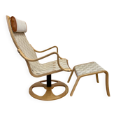 Swivel armchair and its ottoman "scandinavian design"