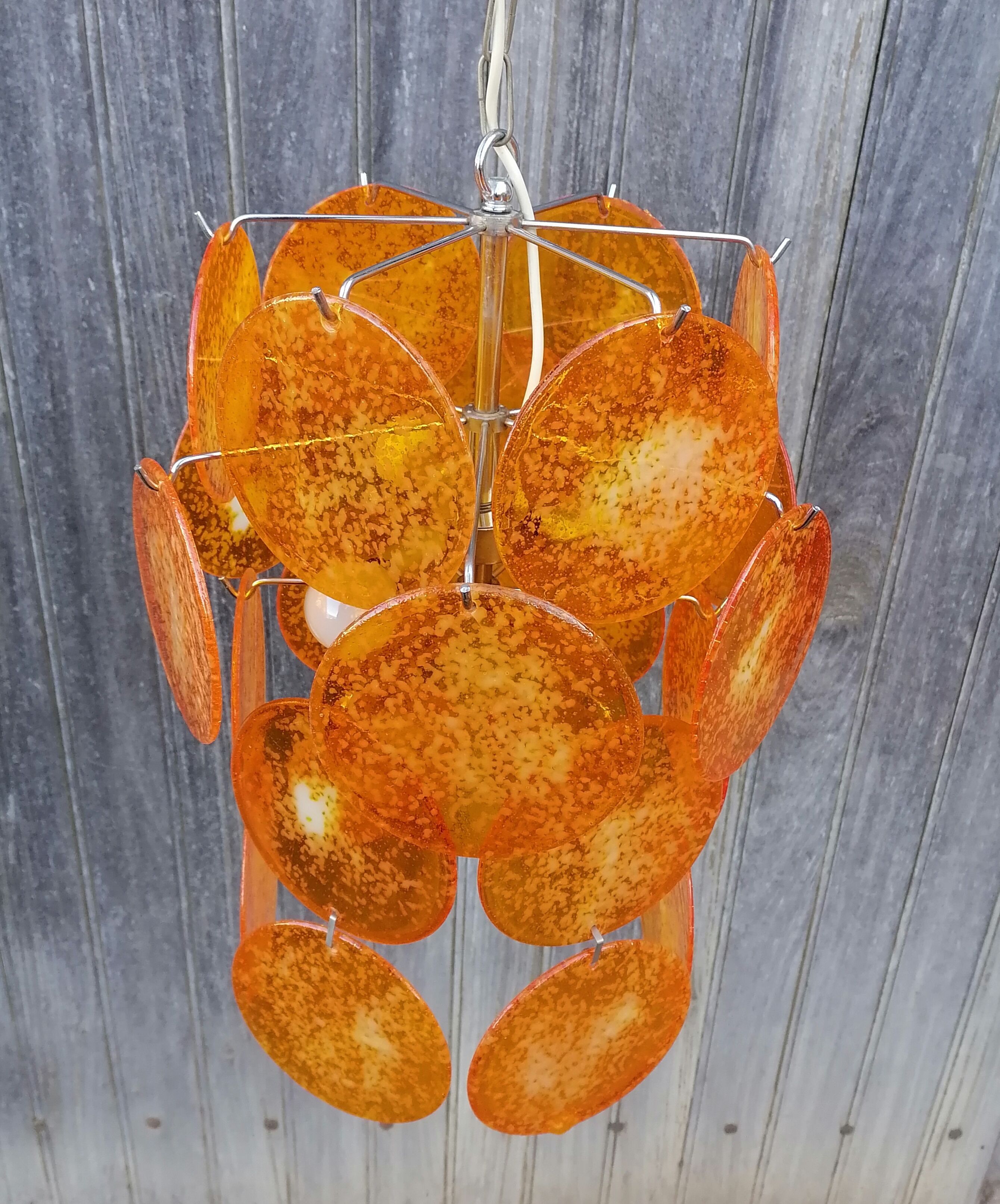 Vintage chandelier orange badge italy 1970