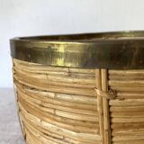 Rattan and brass basket 34 cm