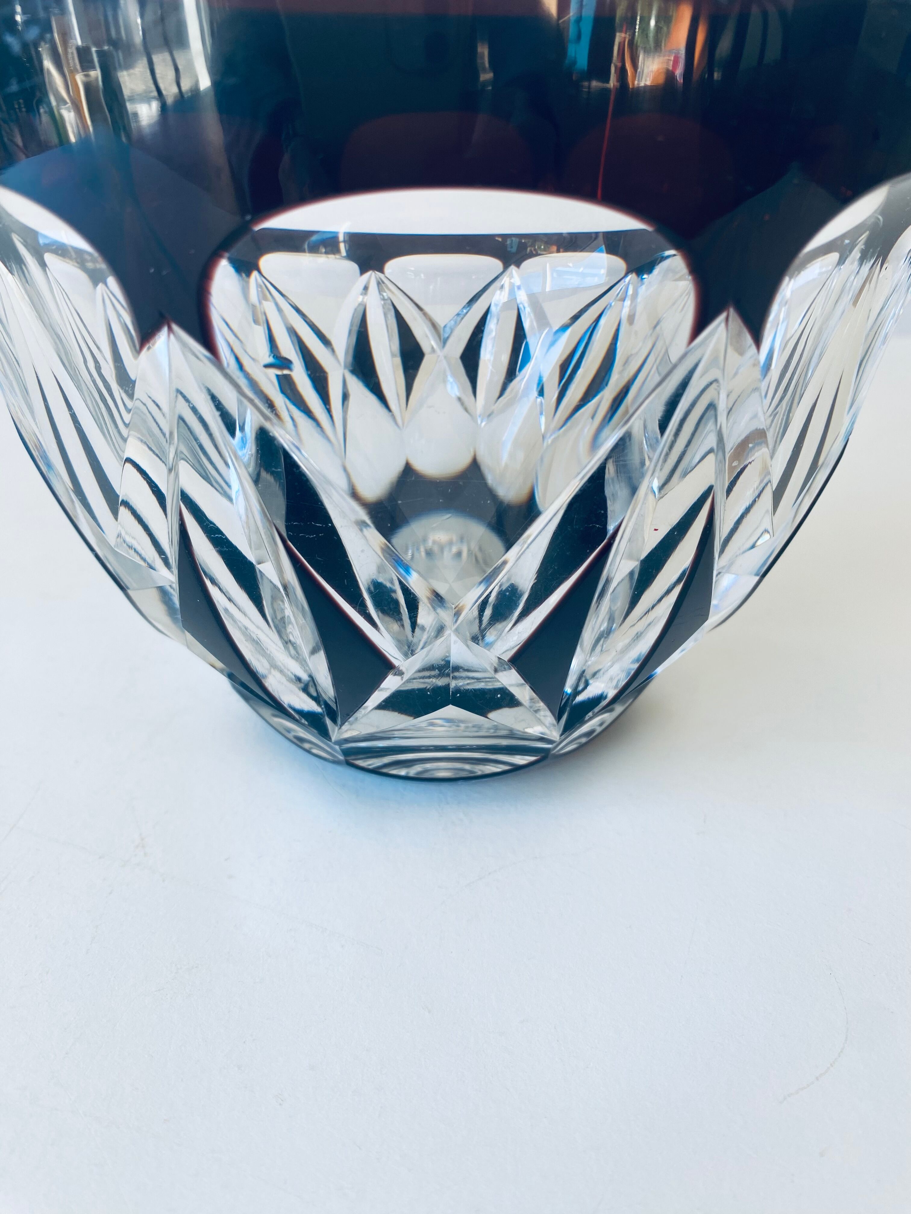 Antique carved crystal vase