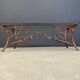 Vintage hand crafted wrought iron tree branches cocktail table, 1970s