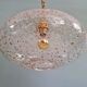 Large vintage glass pendant light, with gold inclusions, 1970.