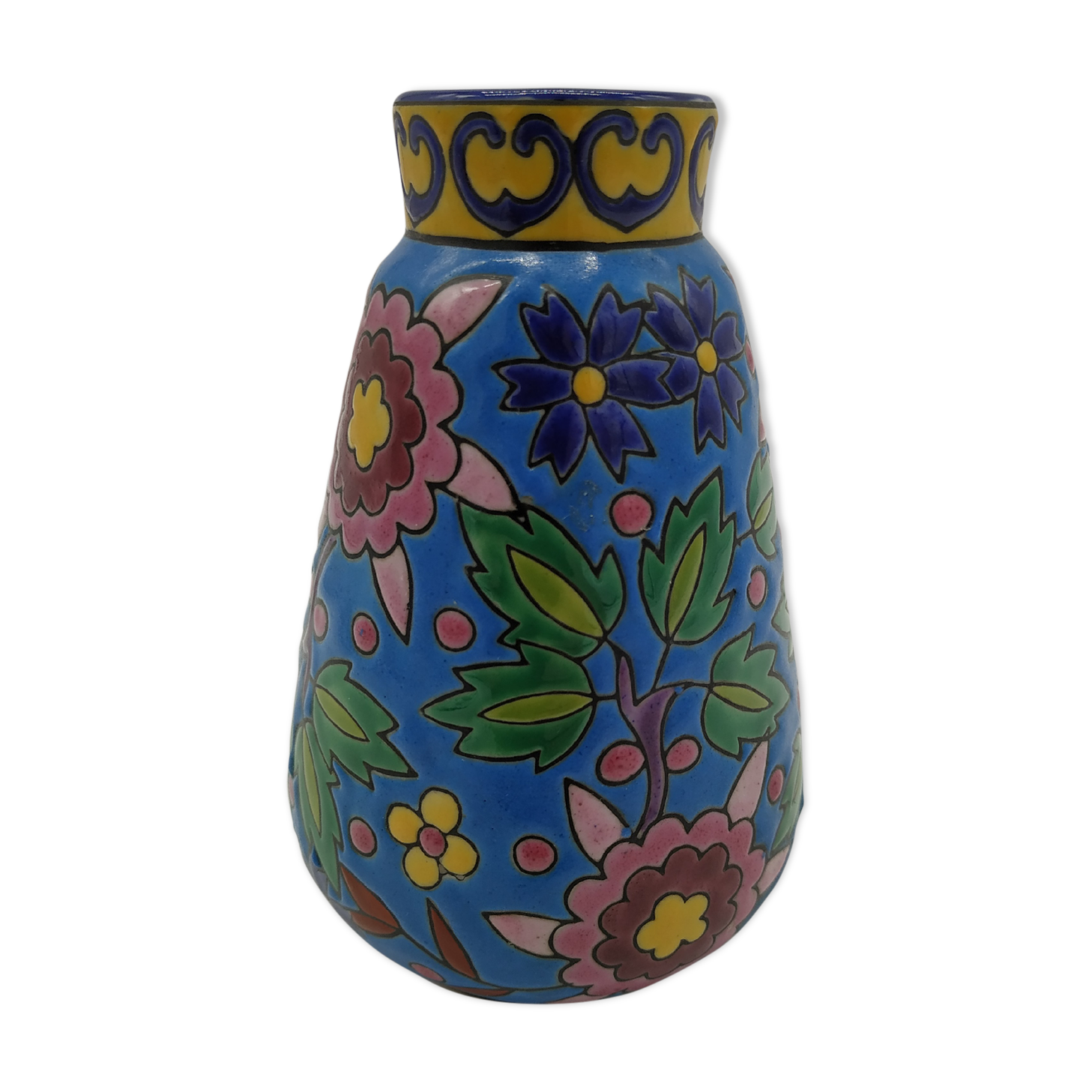Vase in enamels of the Louvière