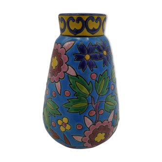 Vase in enamels of the Louvière