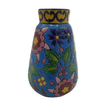 Vase in enamels of the Louvière
