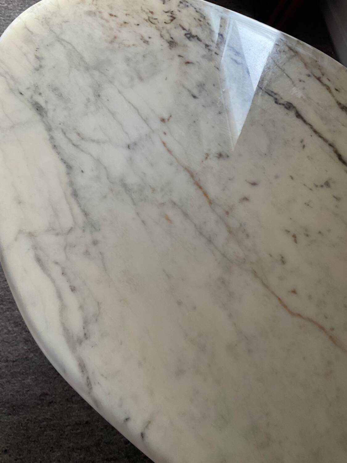 Vintage Carrara marble coffee table