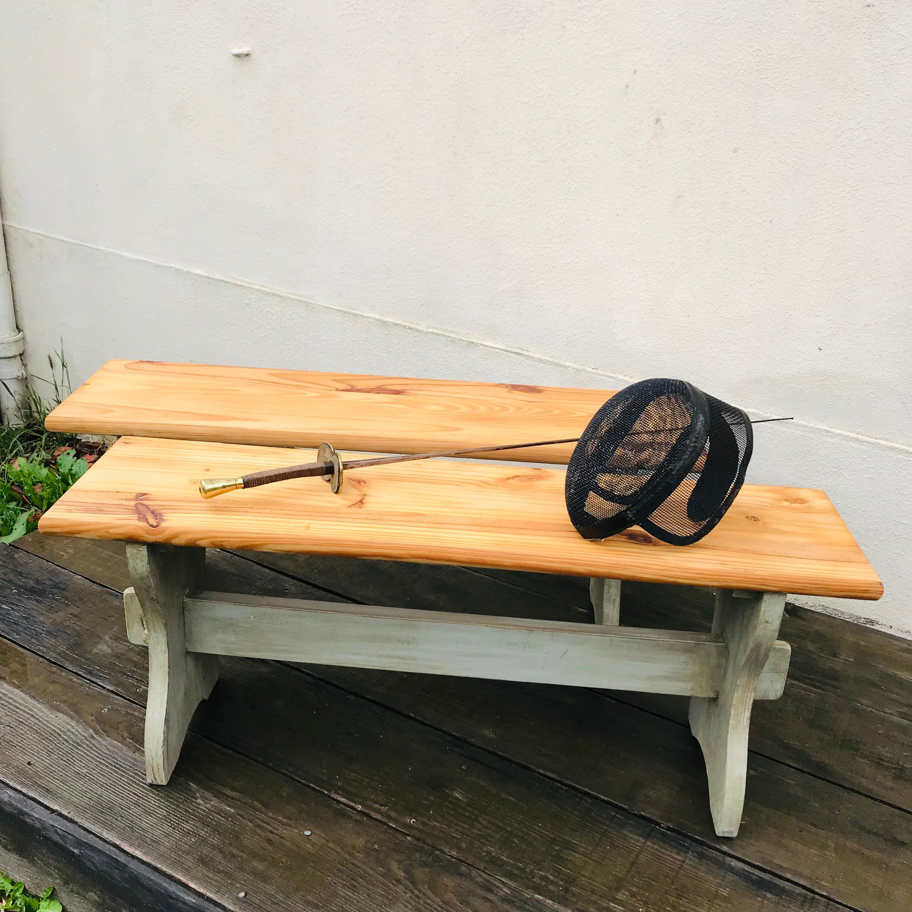 Pair of vintage pine chalet benches