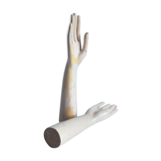 Wooden glove display mannequin hands, 1930s, set of 2.