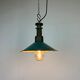Industrial Green Enamel Factory Pendant Lamp with Cast Aluminium Top, 1960s