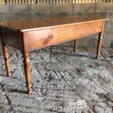 Louis Philippe style table / desk with 3 drawers in solid cherry wood and turned base