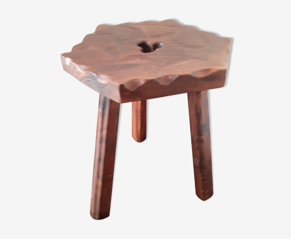 Tabouret hexagonale tripode en bois