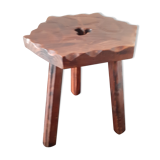 Tabouret hexagonale tripode en bois