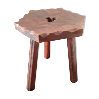 Tabouret hexagonale tripode en bois