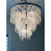 Lustre en verre de Murano transparent et blanc « Ricci »
