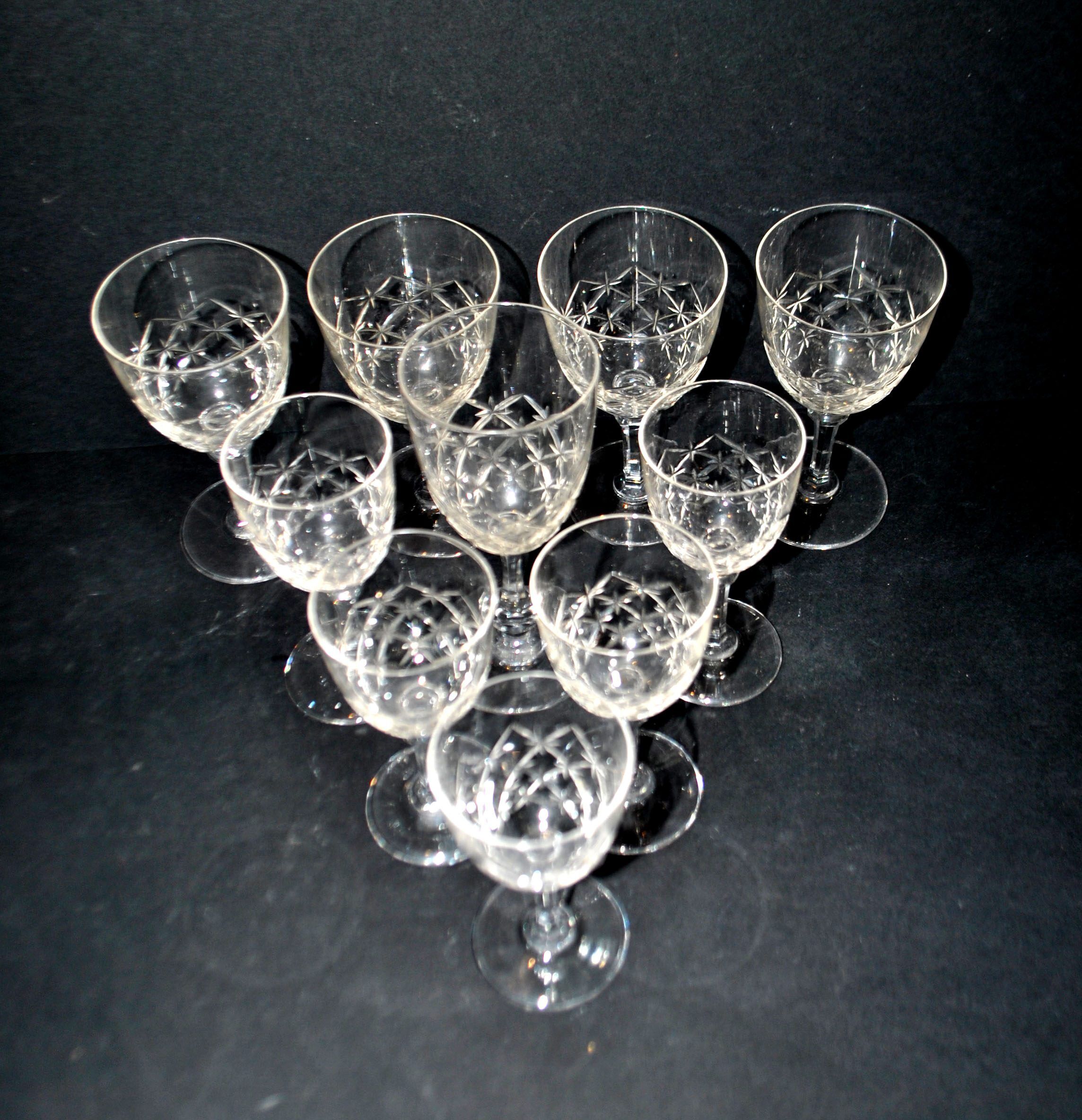 SAINT-LOUIS 10 stemmed glasses in cut crystal MASSENET Size 75