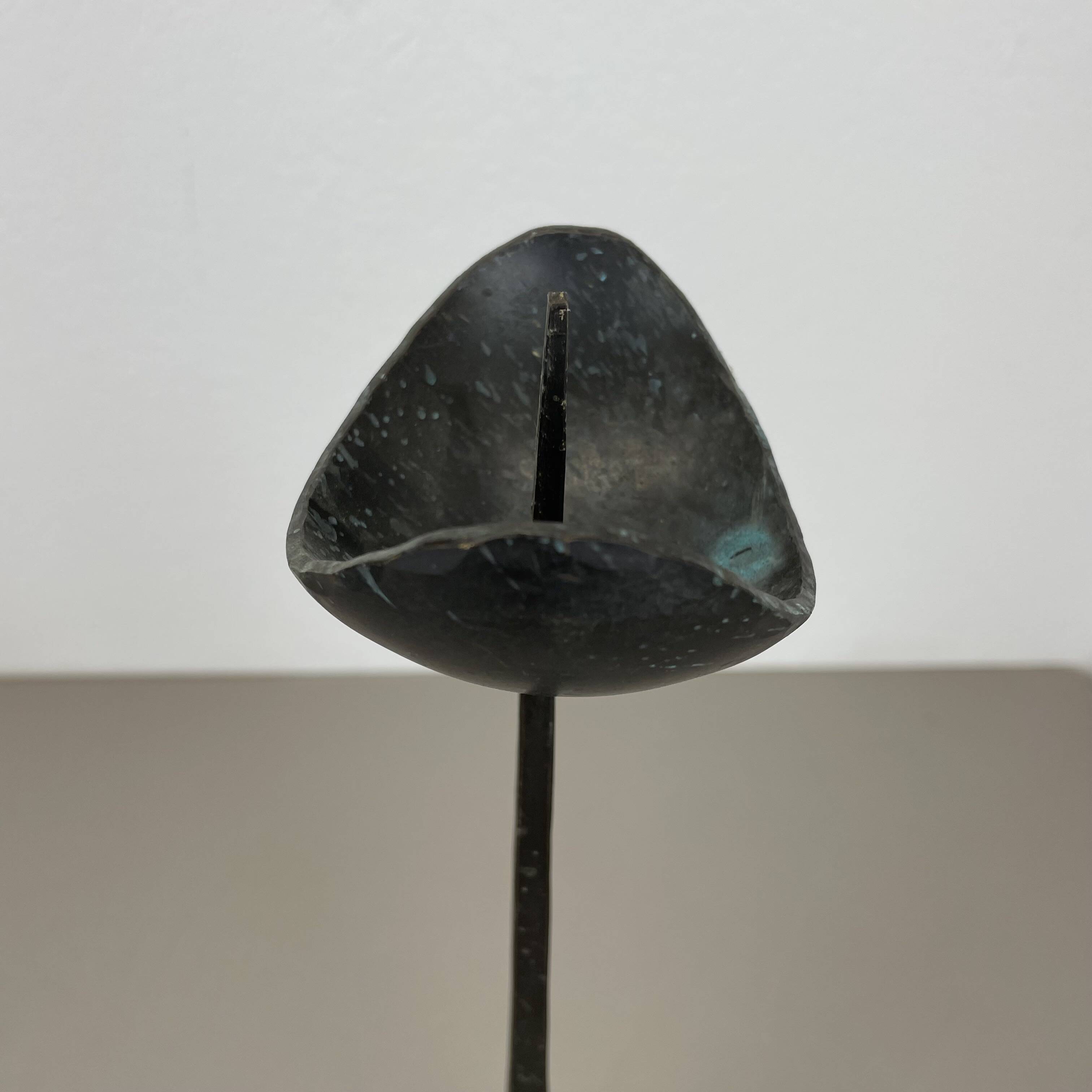 Large 47cm Brutalist Cast Iron Candle Holder by Manfred Bergmeister, Germany 1970