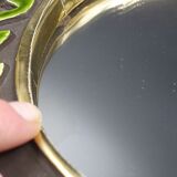 Small round mirror in earthenware- Cherry enamelled decoration - circa 1970