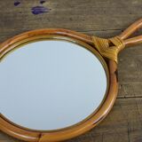 Rattan handle mirror