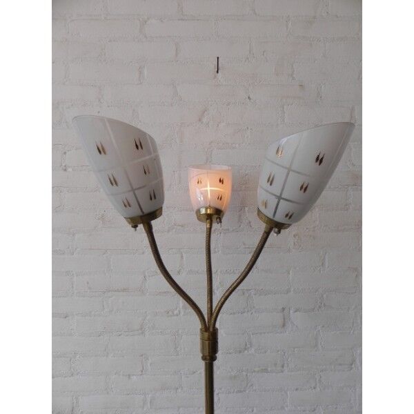 Floor lamp with three shades of glass vintage