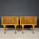 Vintage wooden bedside tables, Italy, 1950s, set of 2
