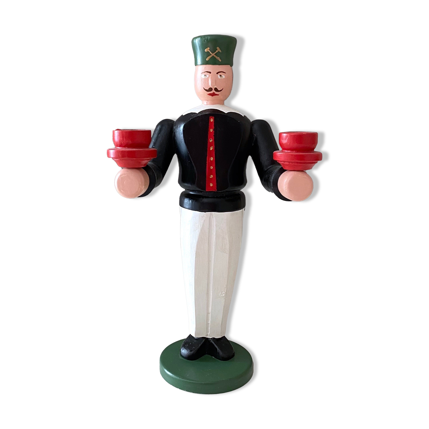 Wooden miner from the Erzgebirge, candle holder, vintage decoration, Christmas