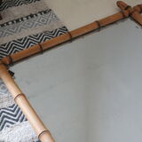 Vintage light bamboo mirror 107 x 79 cm