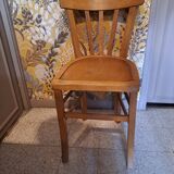 Set of 2 blond wood bistro chairs 1940
