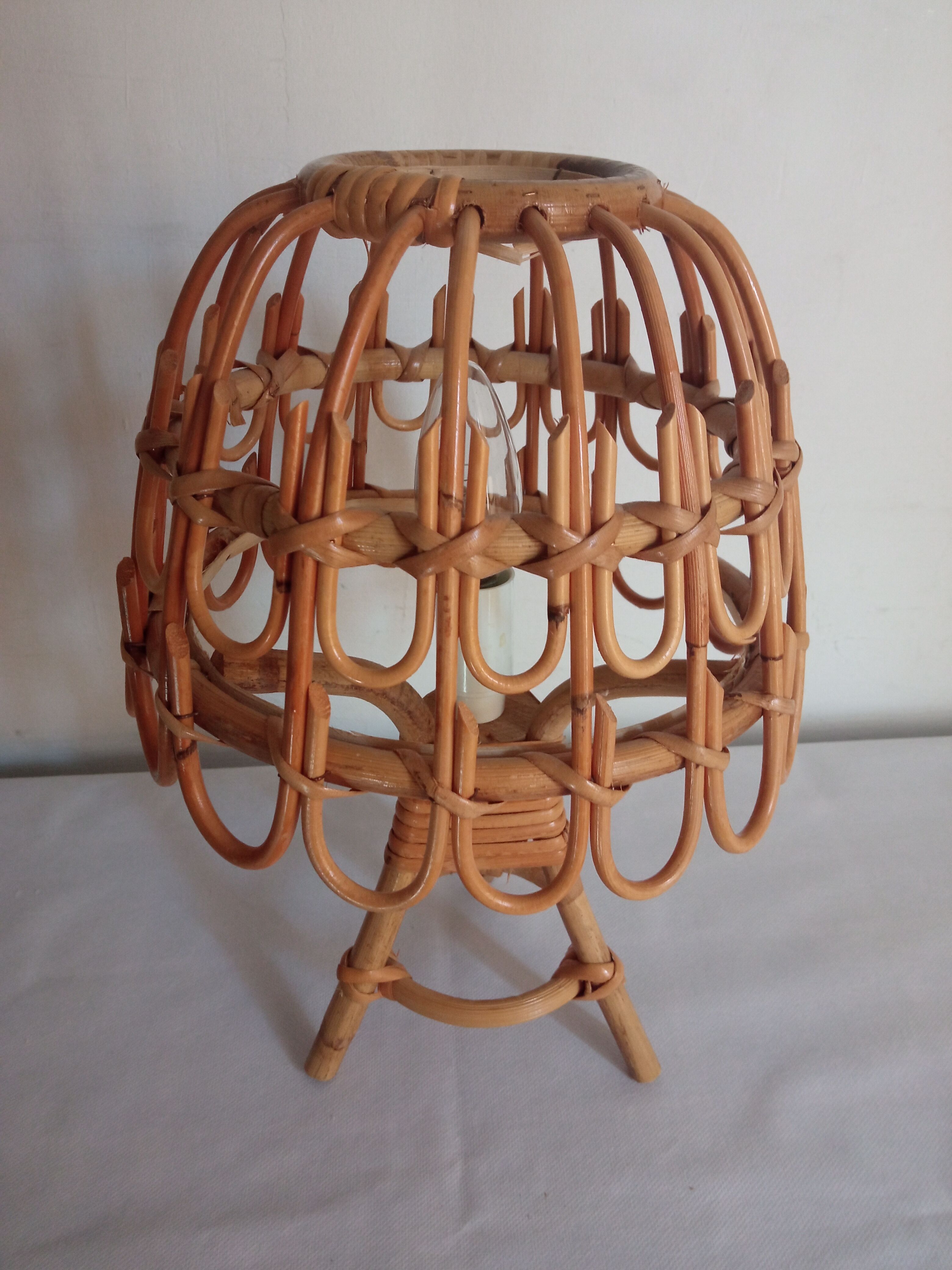 Pair of bamboo bedside lamps 70s