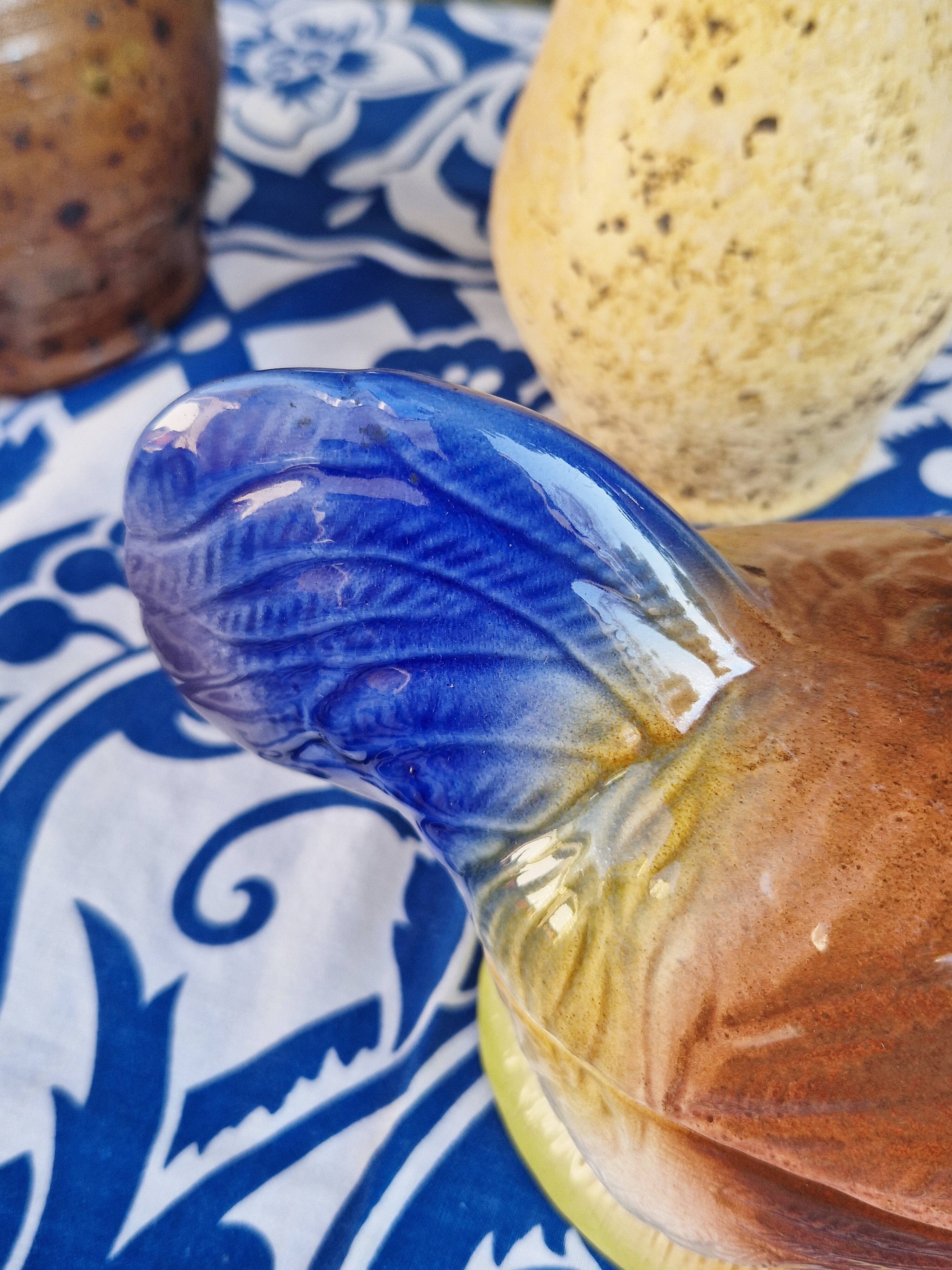 Caugant zoomorphic ceramic terrine with rooster