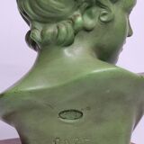 Bust of Eros in patinated plaster in imitation of bronze on wooden base