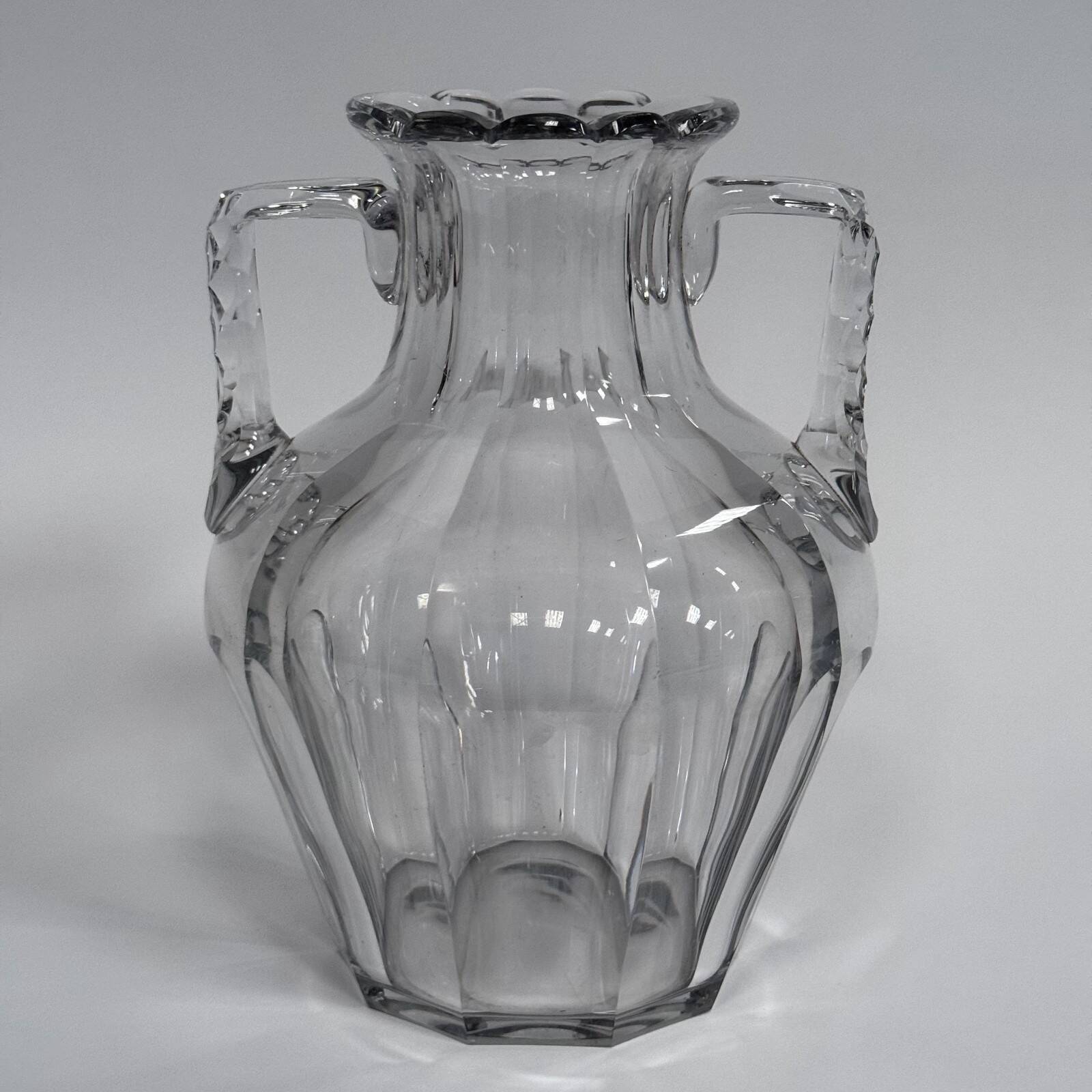 Baccarat crystal vase with handles, 19th century, cut sides