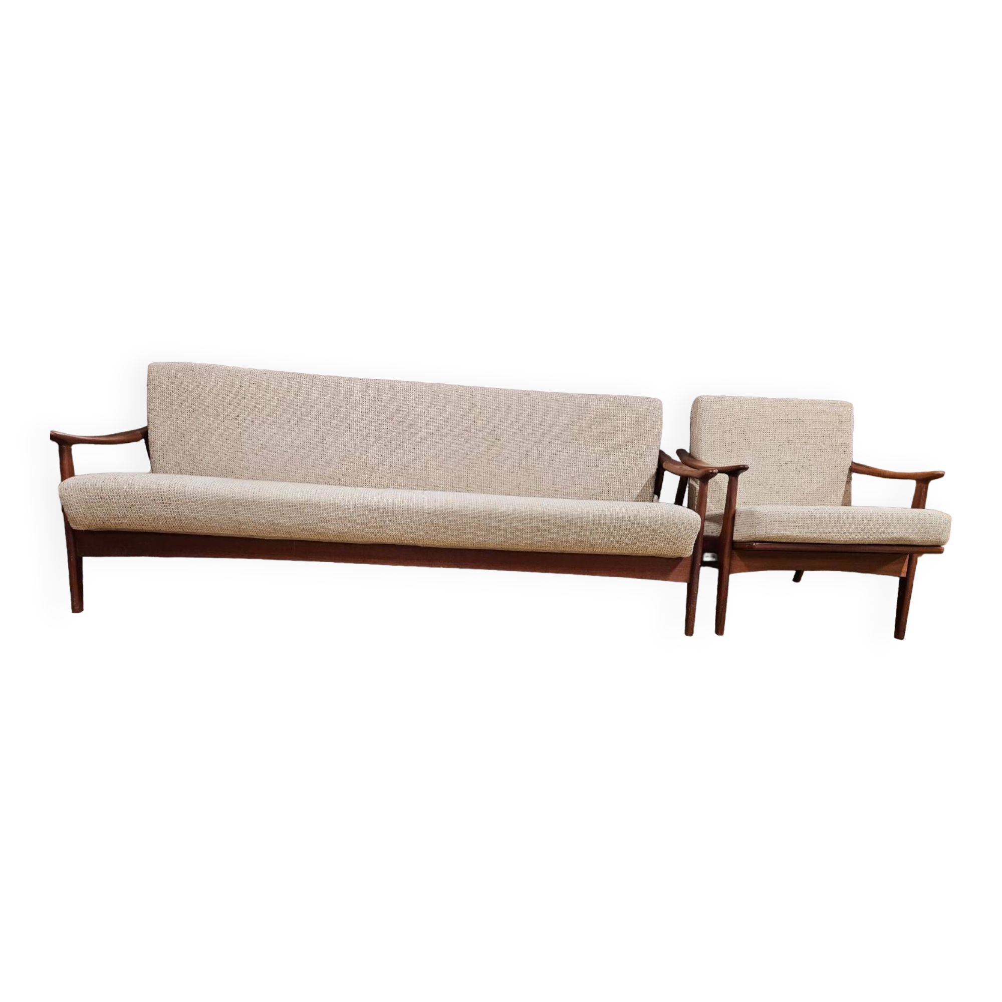 Danish teak Scandinavian sofa armchair set 1960