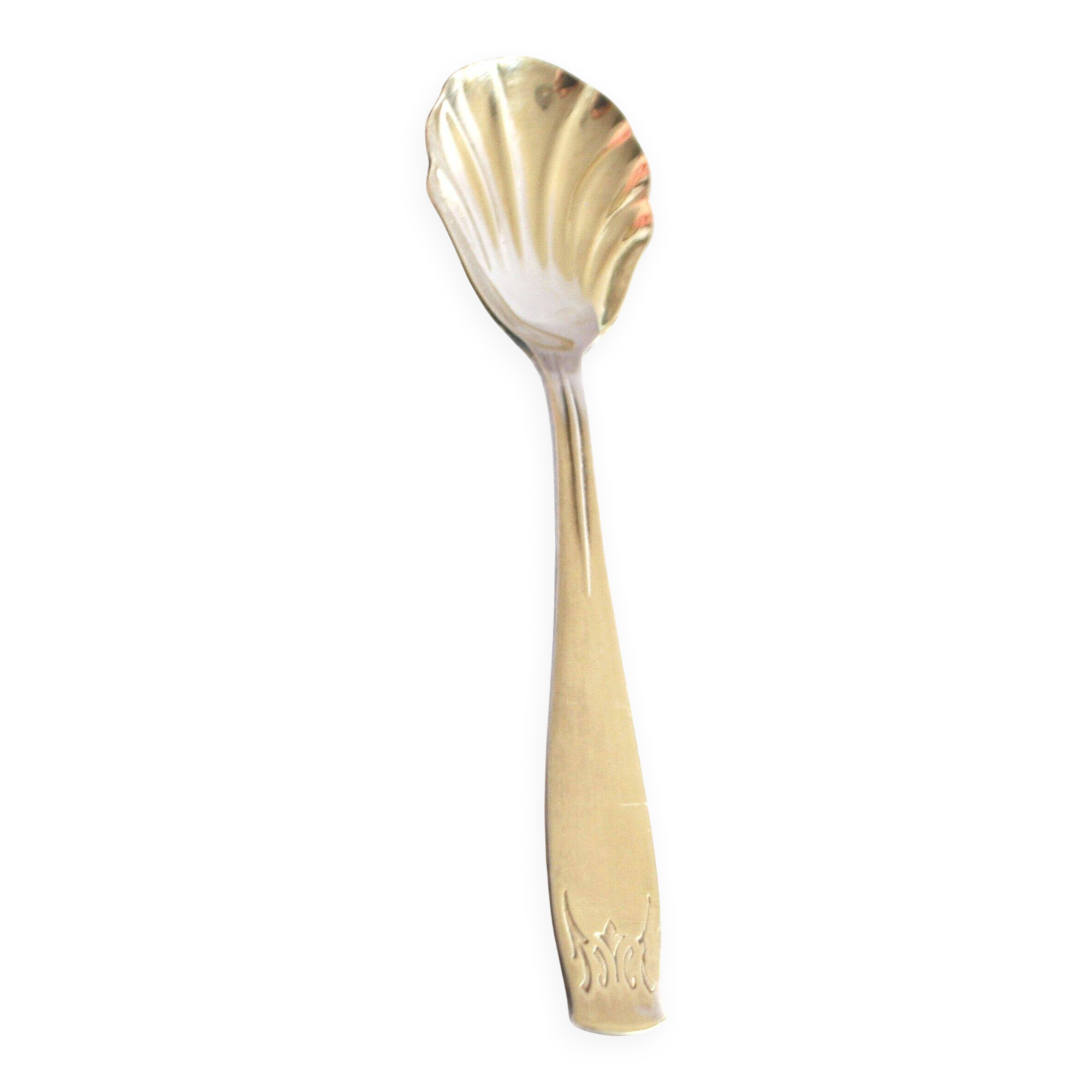 Vintage silver-plated sugar spoon Gulden Alsace shell design 15cm