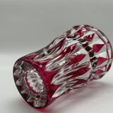 Cut and double red crystal vase from Val Saint-Lambert.