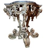 Italian Sculptural Silver Mecca Gilding Console Tables, Set of 2
