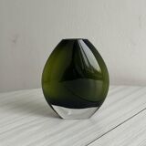 Blown green glass vase