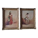 Pair of oils on panel by henri victor lesur